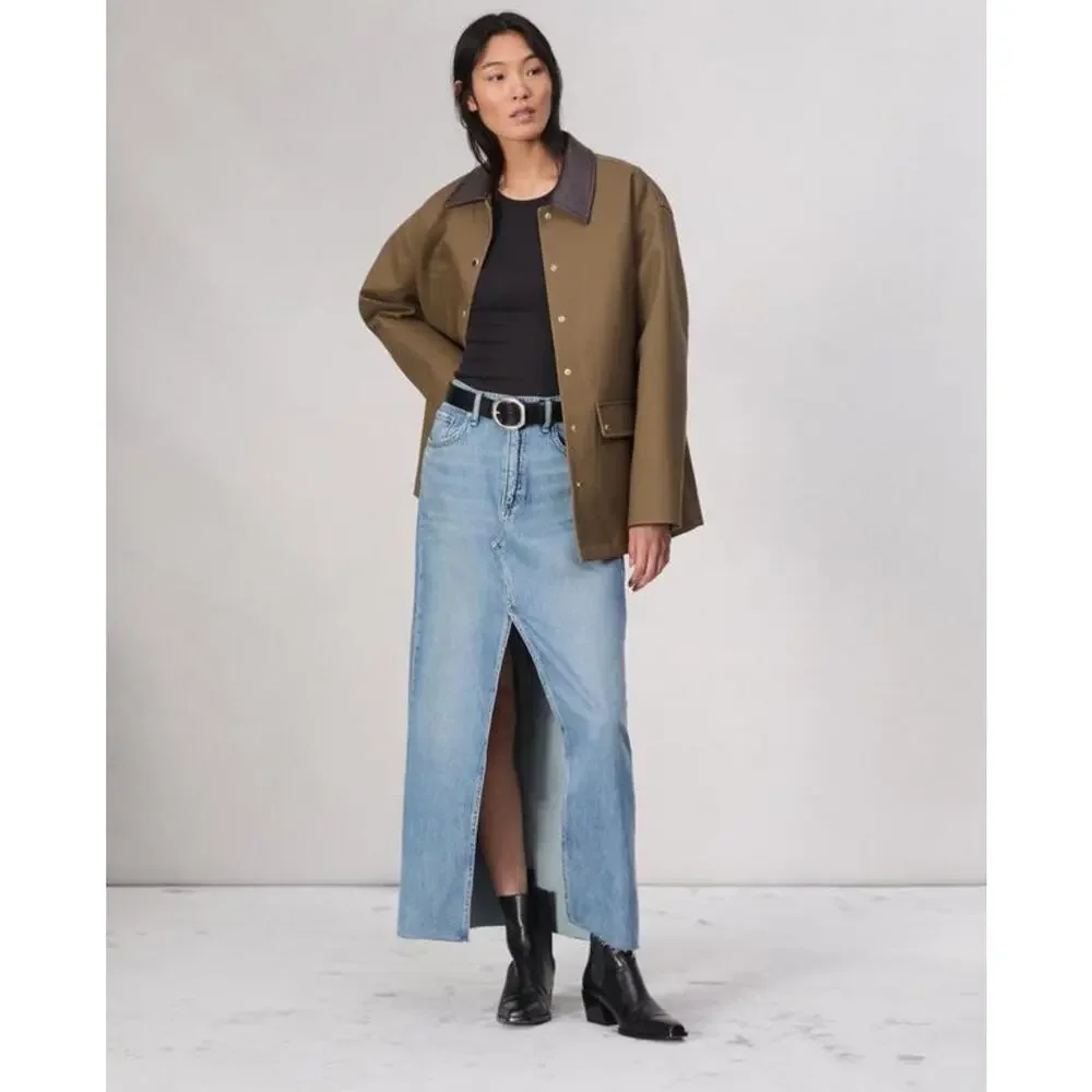 rag & bone Avery Featherweight Denim Maxi Skirt in Beverlys Raw Hem size 29 - Picture 7 of 16